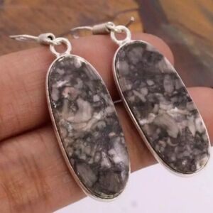 Crinoid Fossil 925 Sterling Silver Handmade Dangle Earrings